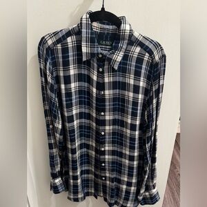 Lauren by Ralph Lauren Blue and White Plaid Shirt